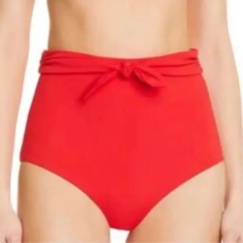 NWT Mara Hoffman Jay High Waist Tie Front RedCoat Bikini Bottom Swim 3X
